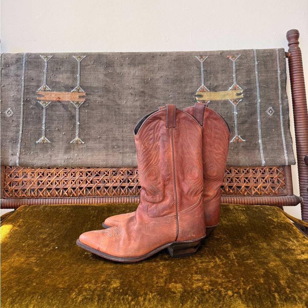 Classic Brown Leather Cowboy Boots